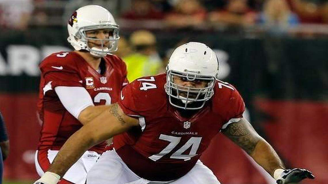 
Paul Fanaika (front) started 14 games last season for the Arizona Cardinals, and has also spent time with the Cleveland Browns, Seattle Seahawks and Washington.
