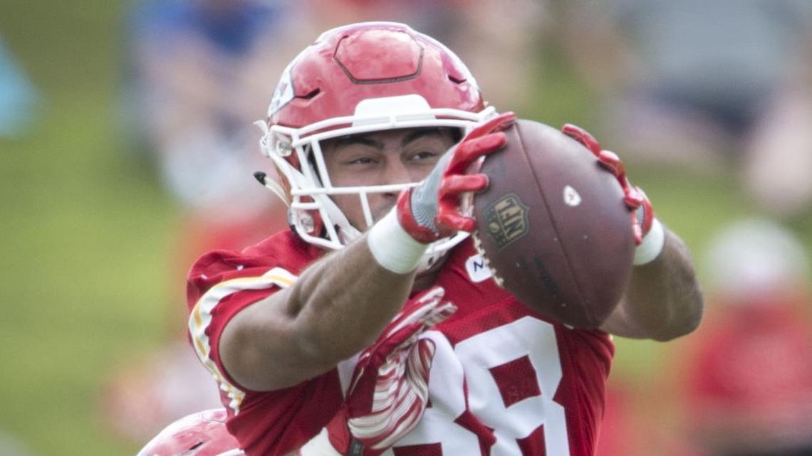 Chiefs tight end Ross Travis converted from playing basketball at Penn State to playing football. The Chiefs signed him last year, but Harris has yet to take a hit in the NFL.