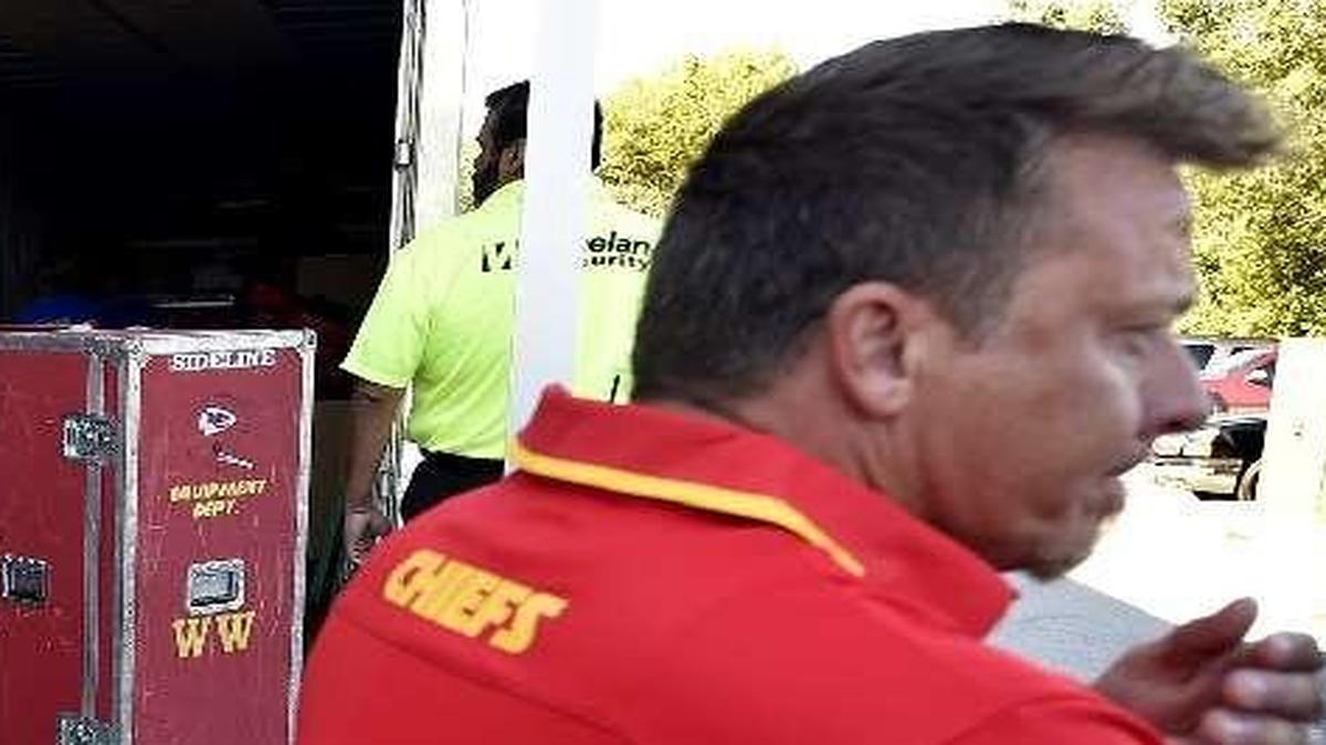 Chiefs head equipment man Allen Wright (right) is used to getting the team packed for a trip to St. Joseph (above). Now, he’s got to get the team’s gear over to London for Sunday’s game.