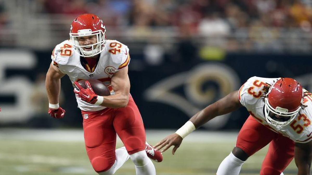 
Chiefs defensive back Daniel Sorensen picked off a first-half pass Thursday night against the Rams in St. Louis.
