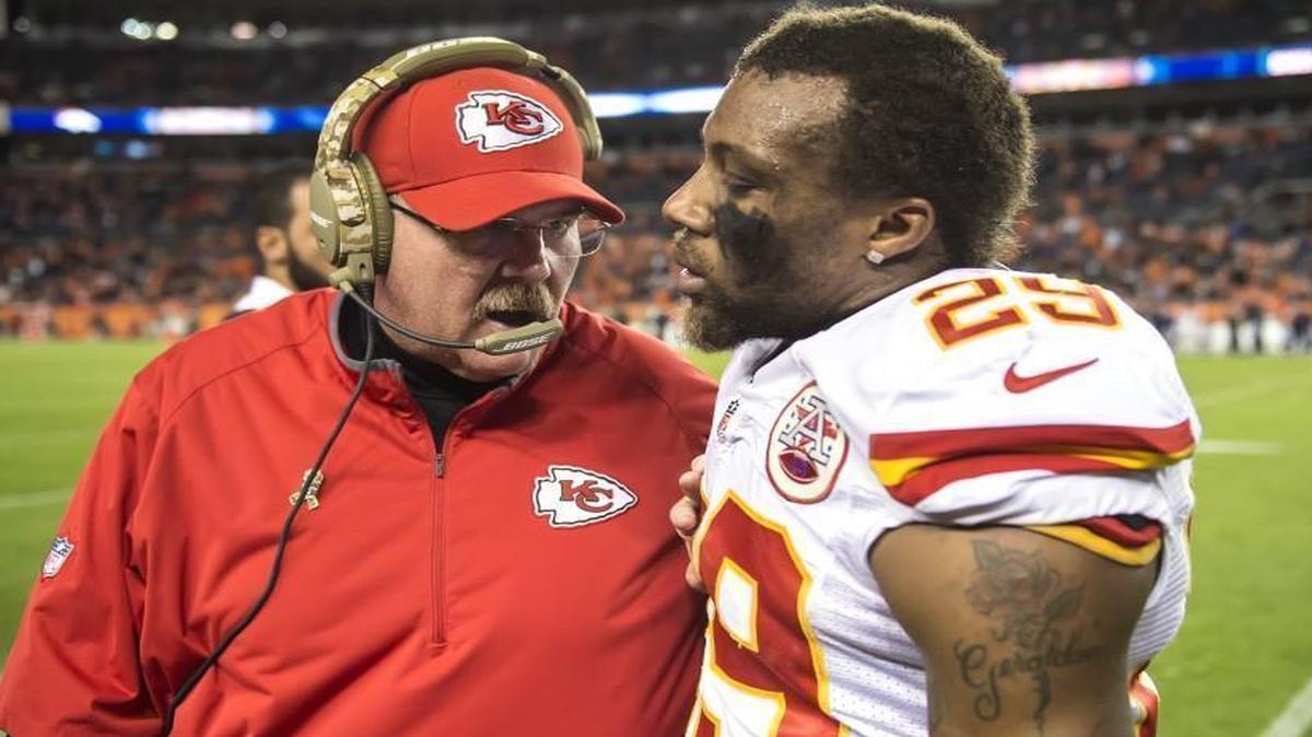 Kansas City Chiefs head coach Andy Reid and safety Eric Berry.
