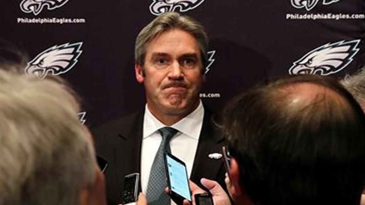 Former Chiefs offensive coordinator Doug Pederson answered questions after he was introduced as the head coach of the Eagles on Tuesday.