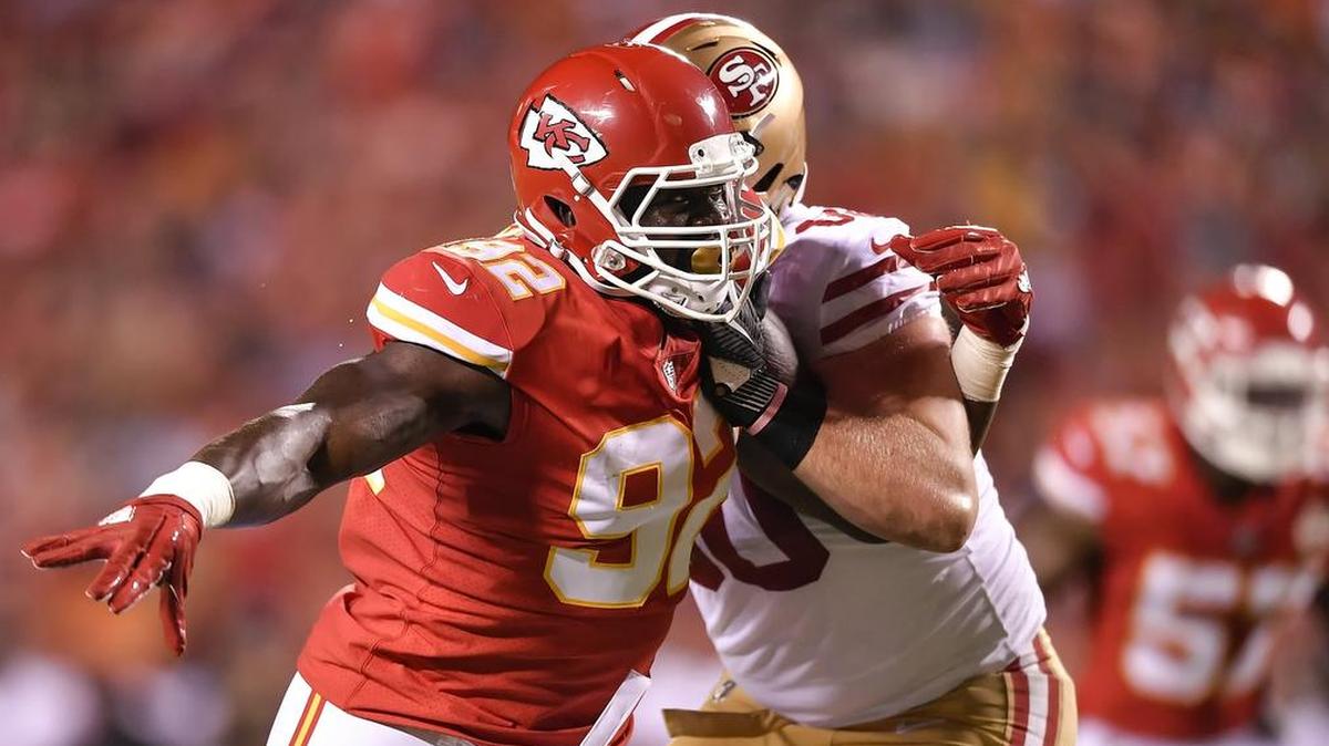 Kansas City Chiefs rookie defensive lineman Tanoh Kpassagnon (92) during a preseason game against the San Francisco 49ers.