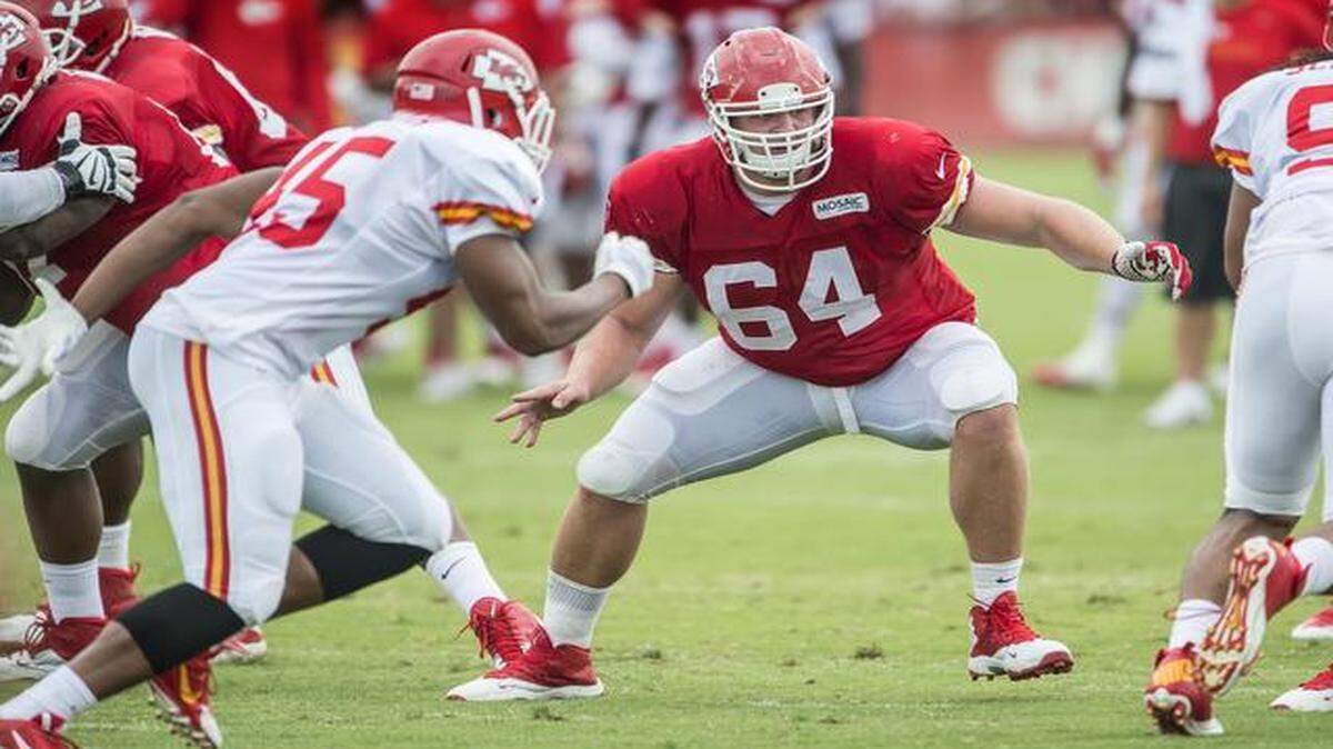 
For all his energy, second-year center Eric Kush (64) may find himself in position to best help the Chiefs with his contributions on the field — just not immediately.
