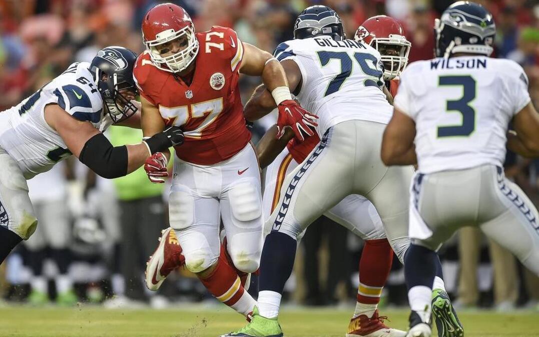 
Chiefs defensive end Mike Catapano broke free towards Seattle quarterback Russell Wilson in the first quarter of Friday’s preseason game against Seattle at Arrowhead Stadium and make a big tackle for loss in the third quarter.
