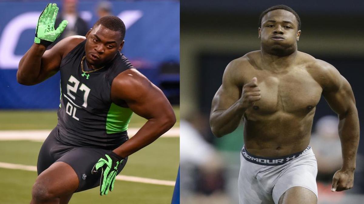 Mississippi State defensive lineman Chris Jones (left) and Notre Dame cornerback KeiVarae Russell (right)