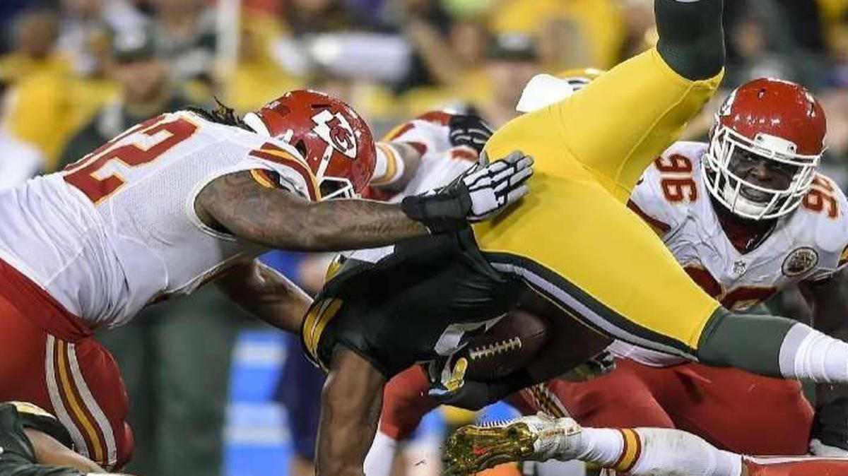 
Chiefs nose tackle Dontari Poe stopped Packers running back Eddie Lacy in the Sept. 28 game at Green Bay.
