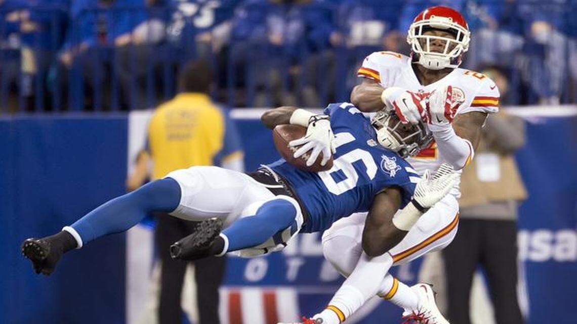 
Sean Smith and the Chiefs got a close look at Da’Rick Rogers in the 2014 AFC Wild Card Game in Indianapolis.


