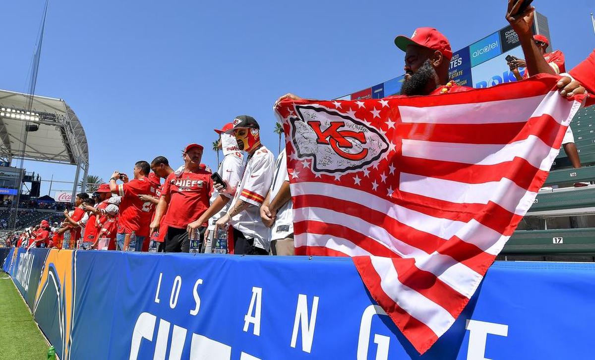Kansas City Chiefs fans before this tart of Sunday’s football game against the Los Angeles Chargers on September 9, 2018 at the StubHub Center in Carson, Calif.