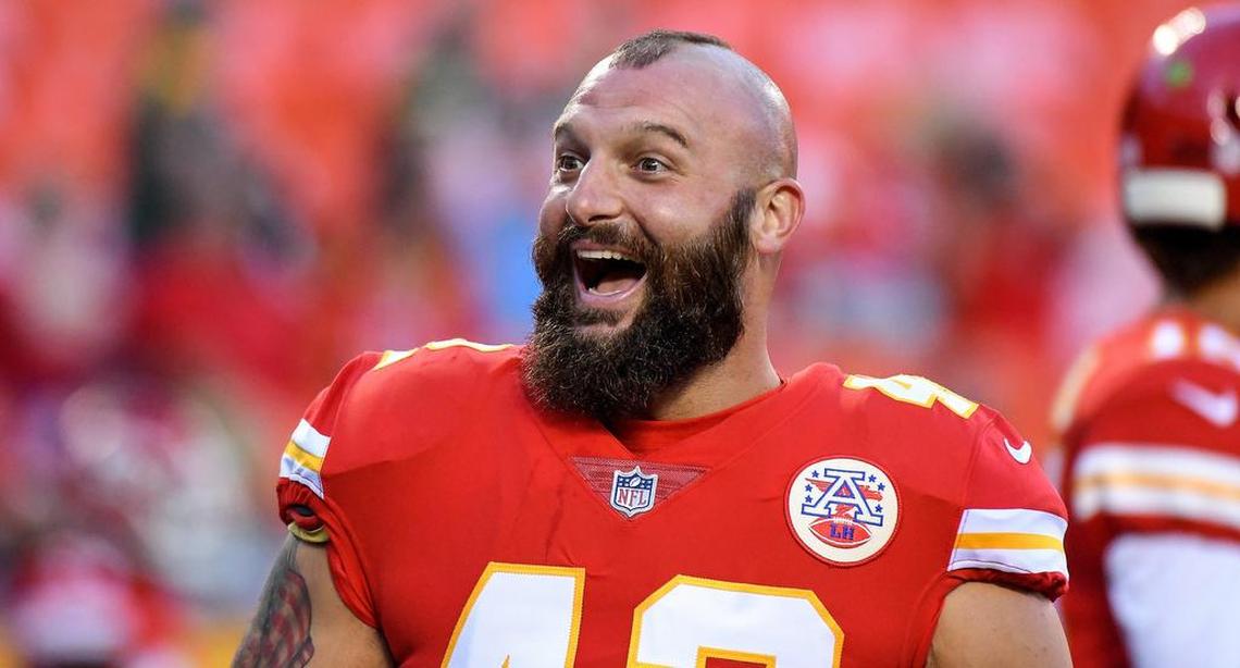 Chiefs fullback Anthony Sherman gives his surprised look to fans before the preseason finale against the Green Bay Packers.