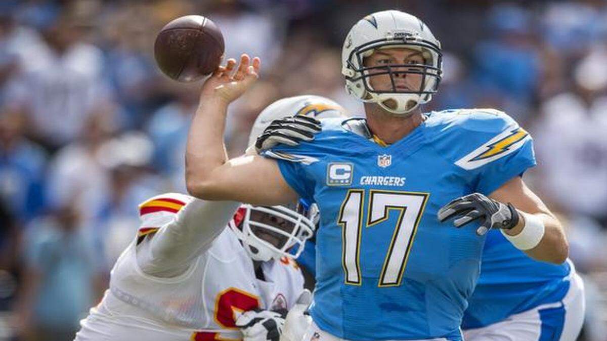 
Kansas City Chiefs outside linebacker Tamba Hali stripped the football out of the hands of San Diego Chargers quarterback Philip Rivers during their game in October.
