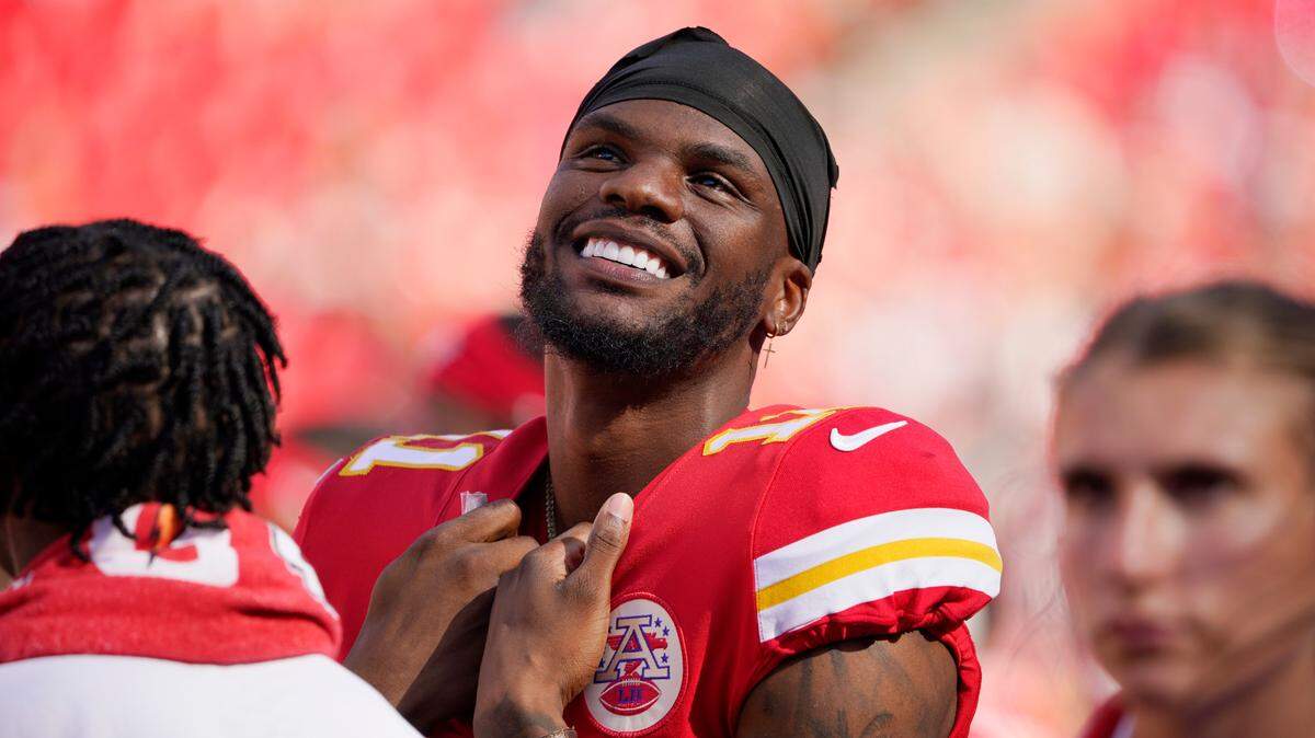 Kansas City Chiefs wide receiver Marquez Valdes-Scantling during a preseason NFL football game against the Washington Commanders Saturday, Aug. 20, 2022, in Kansas City, Mo.
