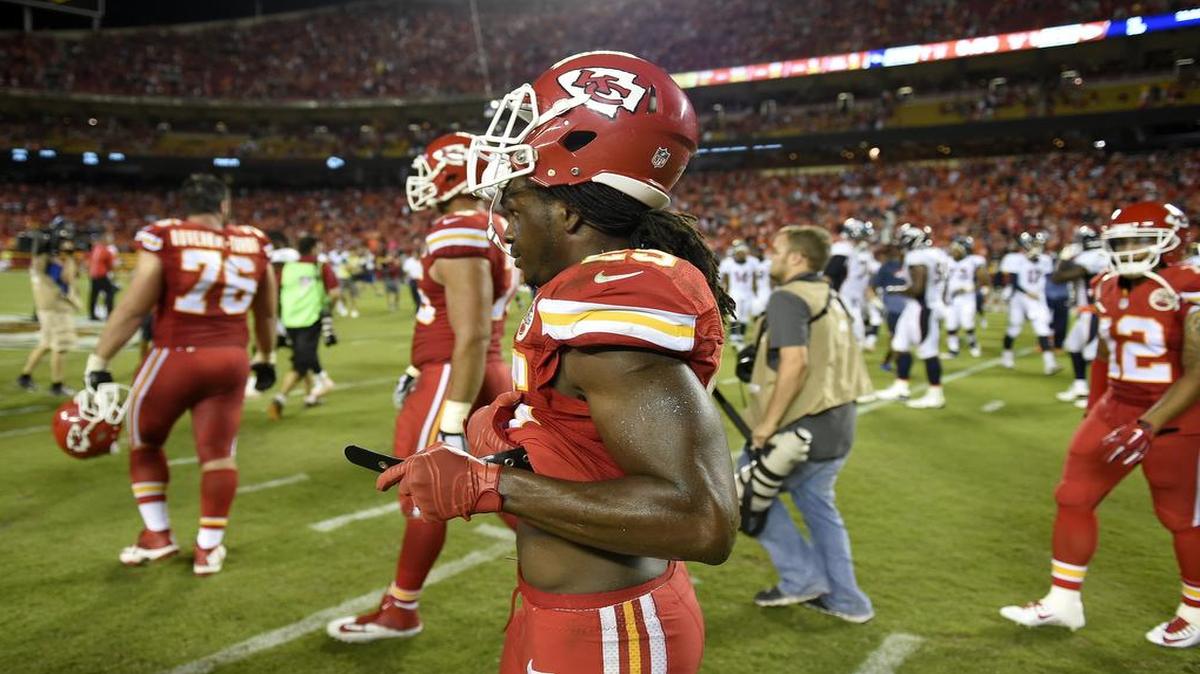 
Chiefs running back Jamaal Charles fumbled twice in a 31-24 loss to Denver and the Chiefs turned the ball over five times in the game.
