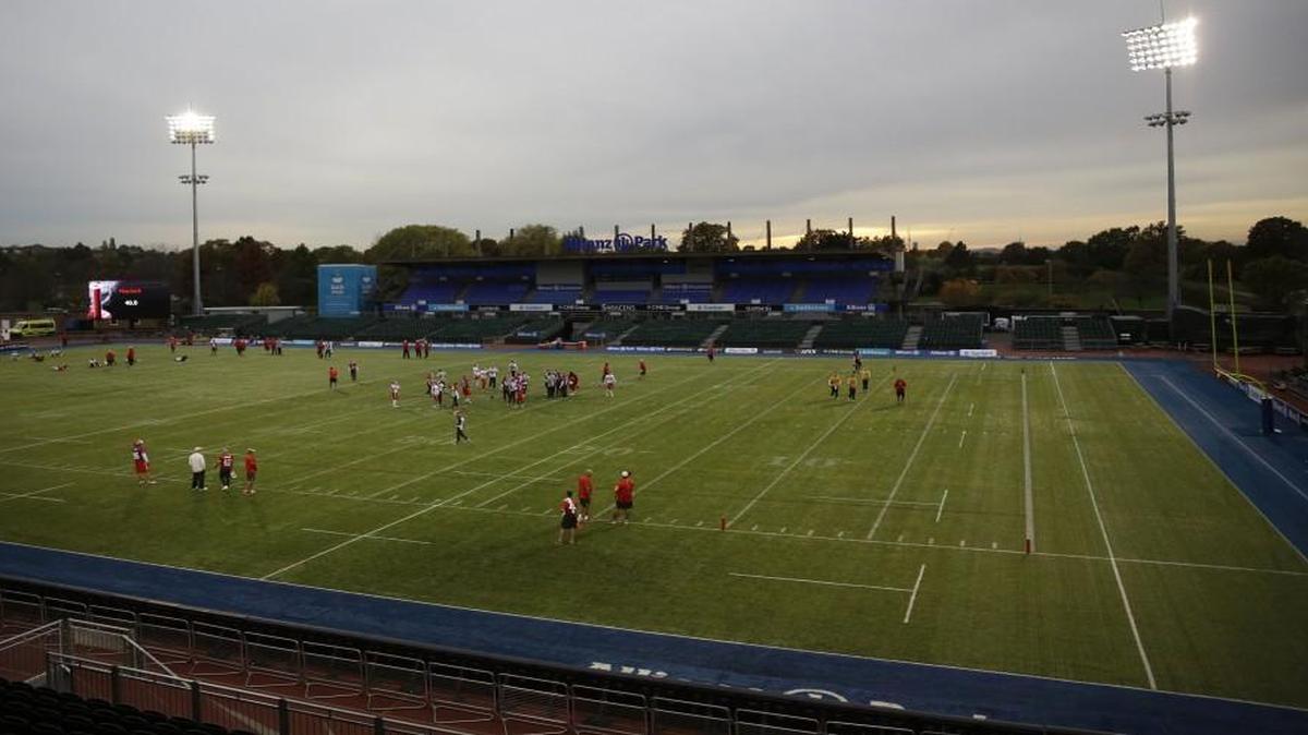 Kansas City Chiefs players practiced at the Allianz Park rugby stadium in London on Friday.