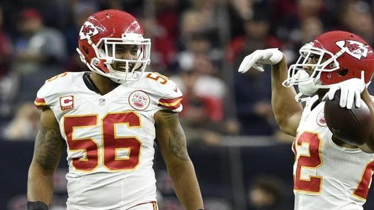 Linebacker Derrick Johnson (left) is thrilled to finally taste victory in the playoffs, but he’s not satisfied with a single postseason win.