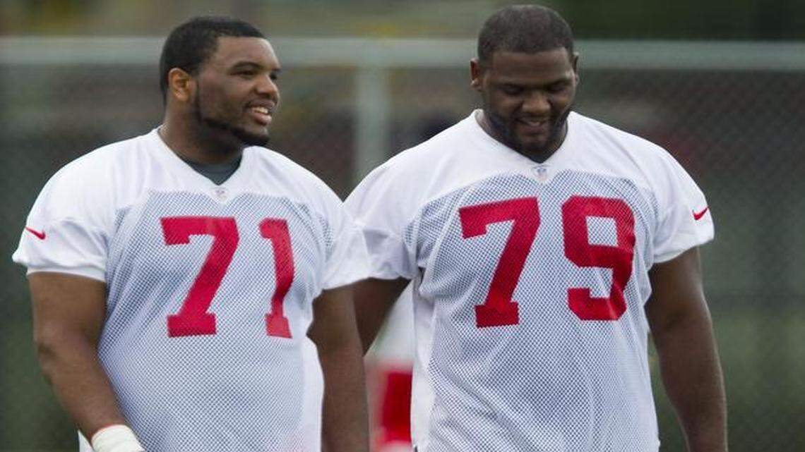 
Chiefs offensive linemen Jeff Allen (left) and Donald Stephenson are already seeing the benefits of working out in the offseason with former NFL star lineman LeCharles Bentley.
