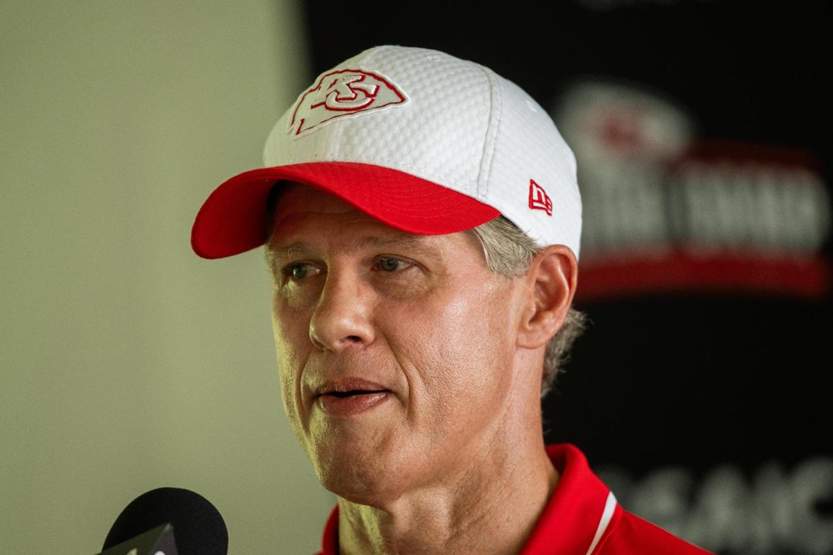 Kansas City Chiefs Chairman and CEO Clark Hunt speaks with the press during training camp on Monday, July 22, 2024, in St. Joseph.