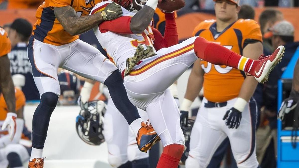 Kansas City Chiefs strong safety Ron Parker intercepted a pass intended for Denver Broncos wide receiver Andre Caldwell during a game last month.