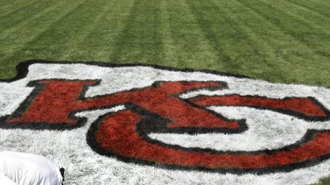 The Kansas City Chiefs logo on the south lawn of the Nelson-Atkins Museum of Art.