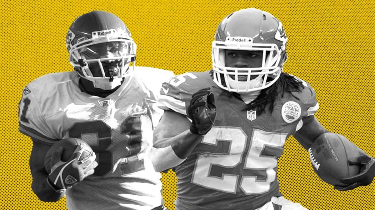 Priest Holmes (left) and Jamaal Charles are arguably the two best running backs the Chiefs have ever had.