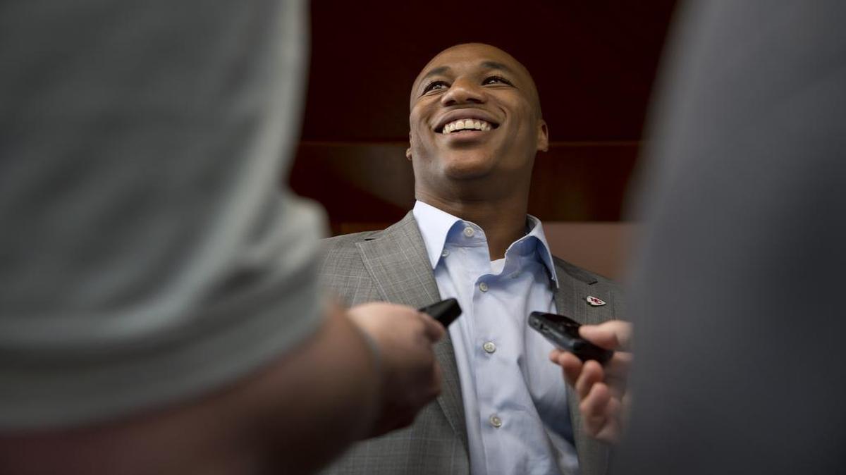 
Kansas City Chiefs first-round draft pick Marcus Peters was introduced on Saturday, May 2, 2015, at the Chiefs’ practice facility near Arrowhead Stadium.
