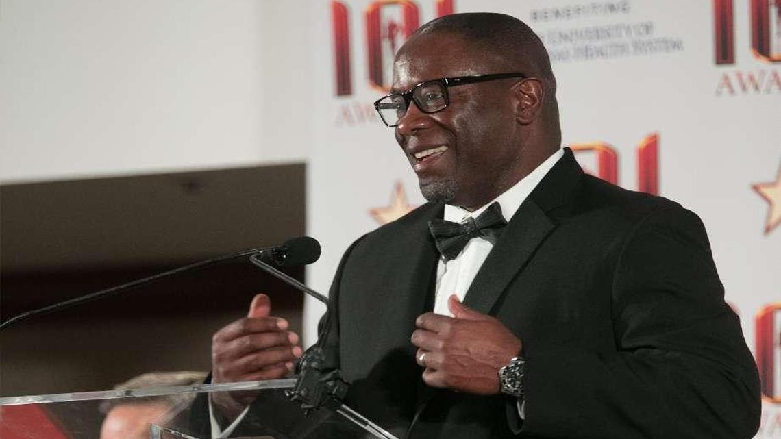 Former wide receiver Carlos Carson was introduced as the 47th member of the Chiefs Hall of Fame on Sunday night at the the annual 101 Banquet at the Westin Crown Center Hotel.