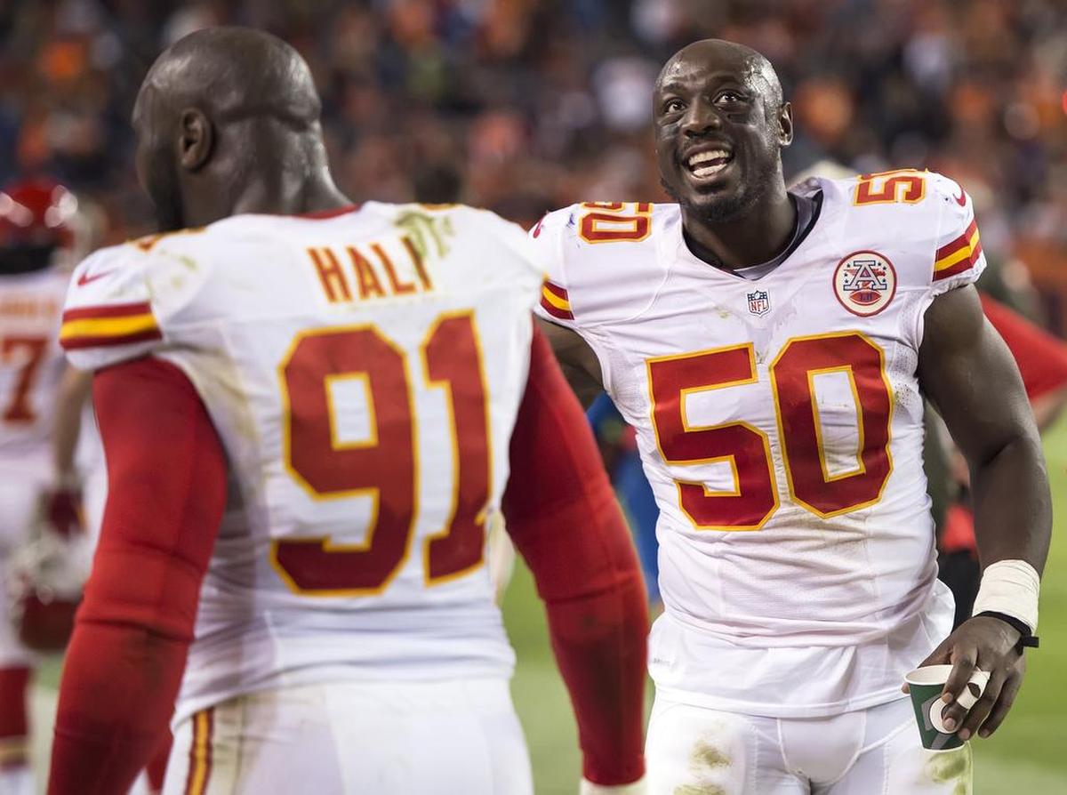The Chiefs’ defense for numerous seasons was led by linebacker Justin Houston (No. 50) and Tamba Hali (No. 91).