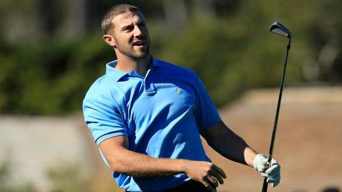 
Alex Smith, shown during the 2012 AT&T Pebble Beach National Pro-Am golf tournament, played the event again last week and said he is recovering well from his spleen injury that knocked him out of the Chiefs’ season finale.
