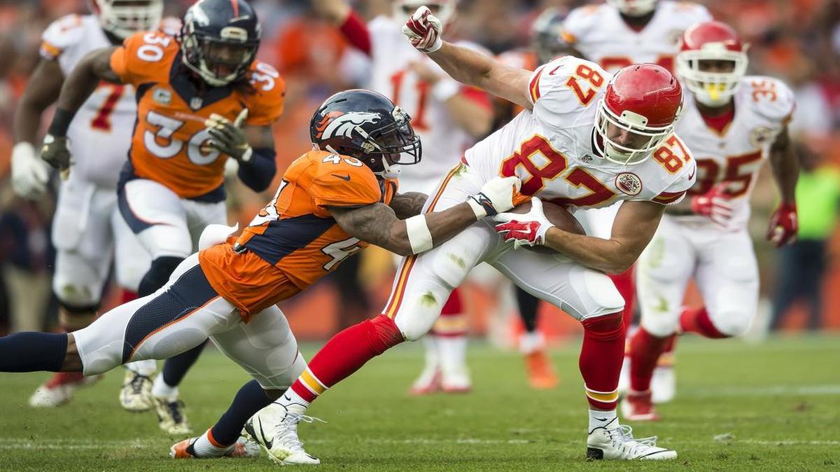 Broncos strong safety T.J. Ward (left) said the Chiefs “were doing cheap things all game” Sunday.