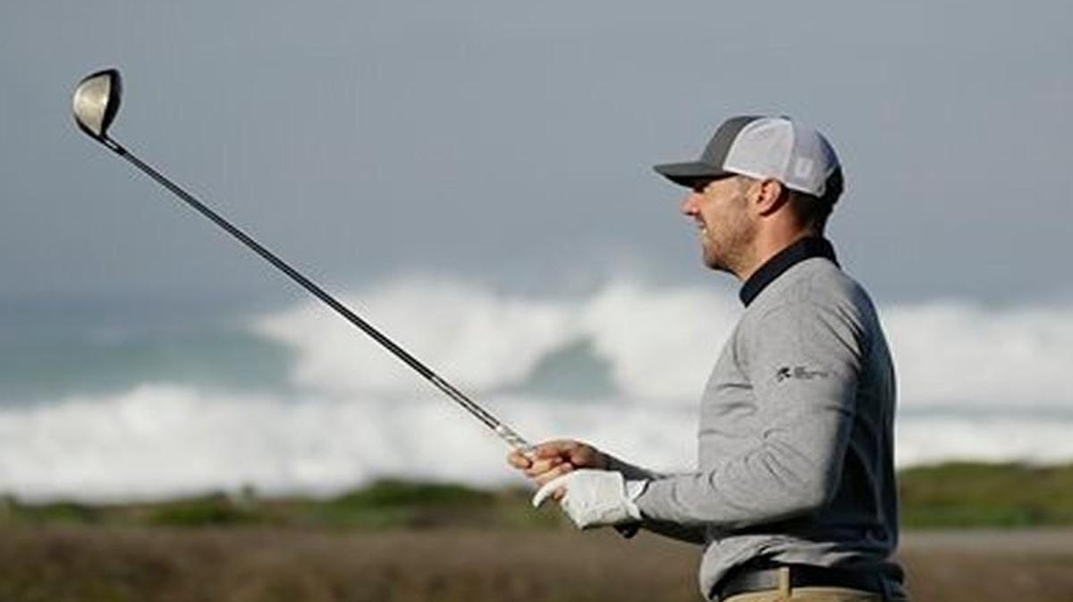 Chiefs quarterback Alex Smith followed his drive from the 12th tee of the Monterey Peninsula Country Club Shore Course in Friday’s second round of the AT&T Pebble Beach National Pro-Am.