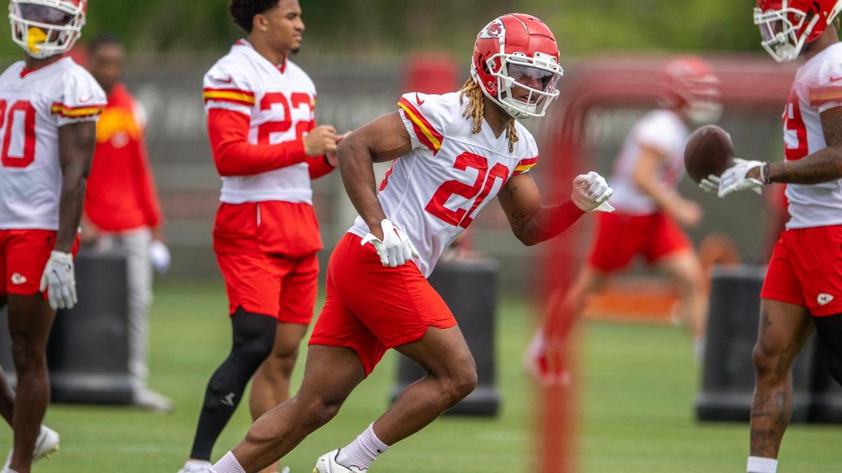 Kansas City Chiefs safety Justin Reid runs a drill during practice at the Kansas City Chiefs training facility on Thursday, June 8, 2023, in Kansas City.