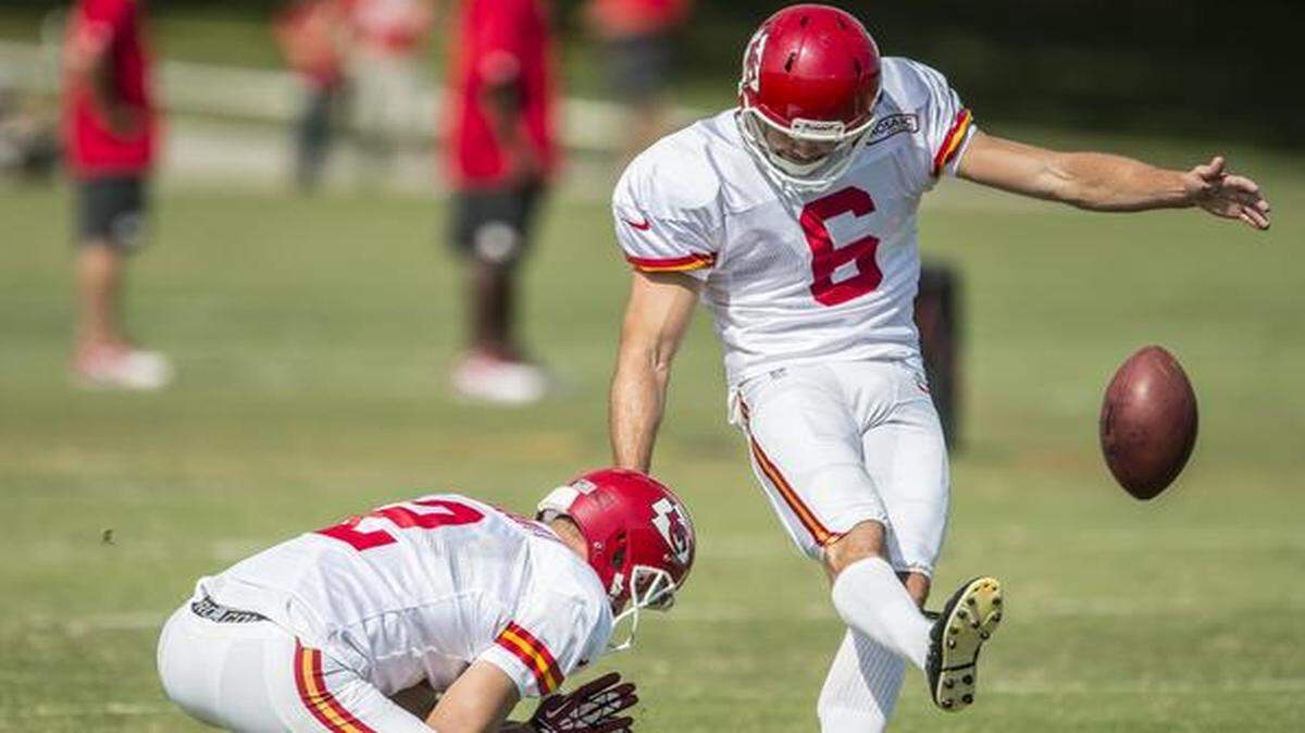 
Kansas City Chiefs kicker Ryan Succop practiced his field goal kicks with holder Dustin Colquitt on Wednesday morning at training camp in St. Joseph, Mo.
