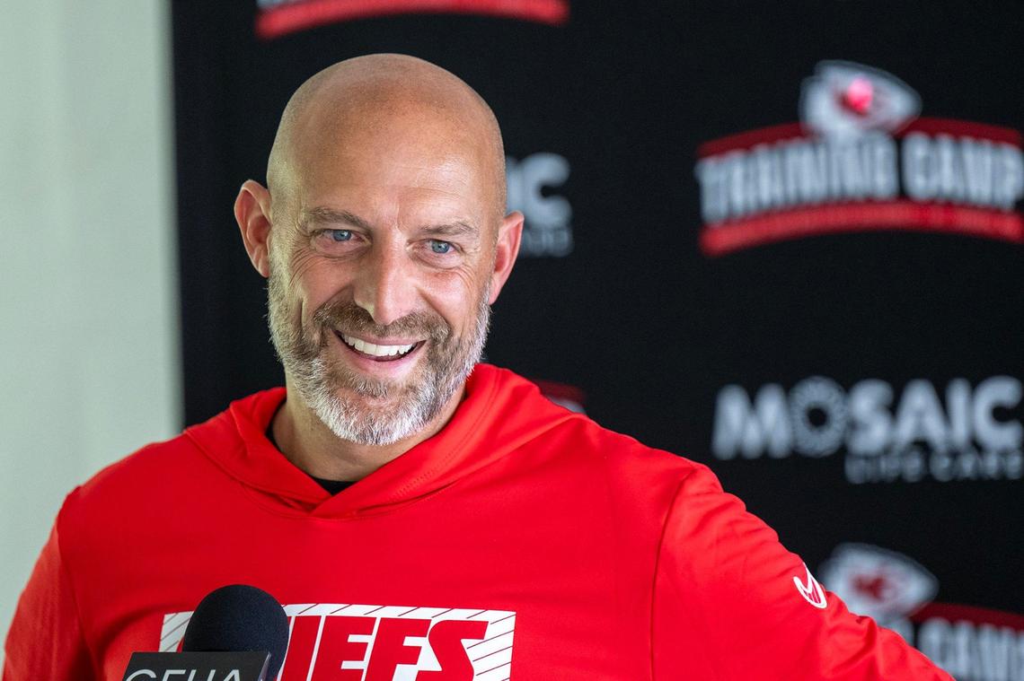 Chiefs offensive coordinator Matt Nagy spoke to the media during training camp at Missouri Western State University on Wednesday, July 24, 2024, in St. Joseph.
