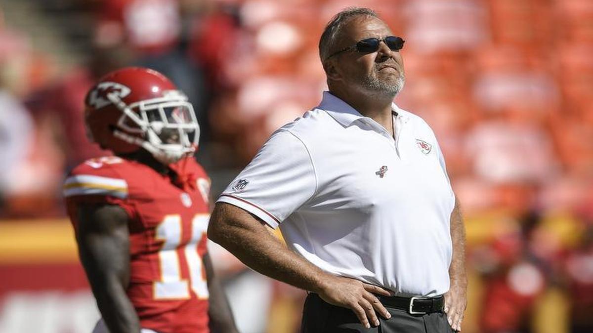 Kansas City Chiefs special teams coordinator Dave Toub watched pregame warmups of the kicking unit before the home opener against the San Diego Chargers on September 11, 2016, at Arrowhead Stadium in Kansas City, Mo.