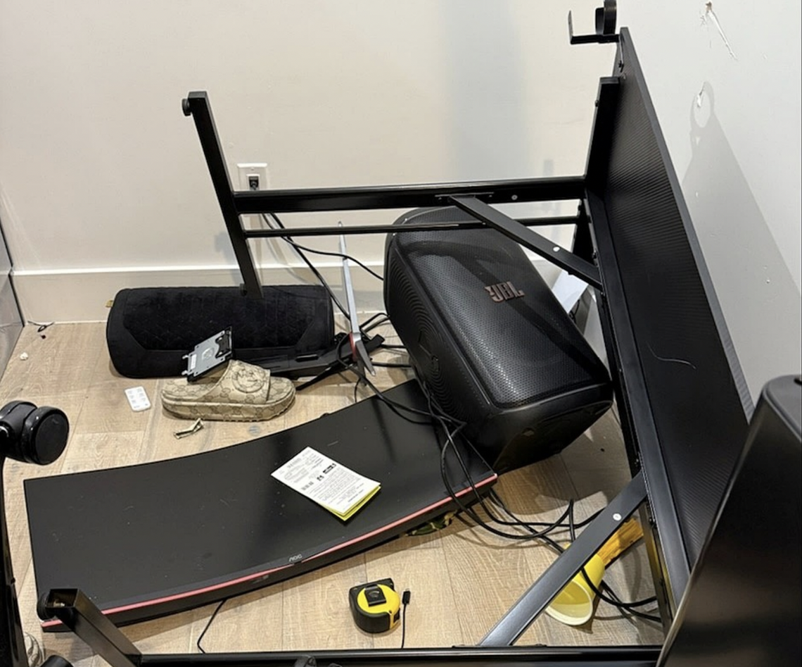 A photo of Kansas City Chiefs receiver Xavier Worthy’s game room is included as photo evidence in his lawsuit petition.