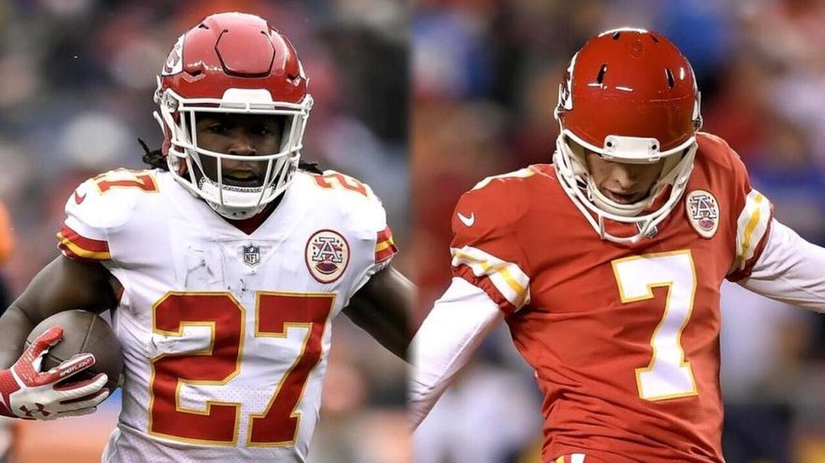 Chiefs rookies Kareem Hunt, left, and Harrison Butker were recognized for their strong performances over the final month of the regular season.