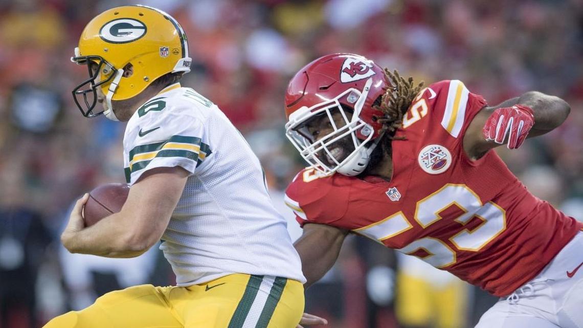 Kansas City Chiefs inside linebacker Ramik Wilson ran down Green Bay Packers quarterback Joe Callahan during a preseason game earlier this month.