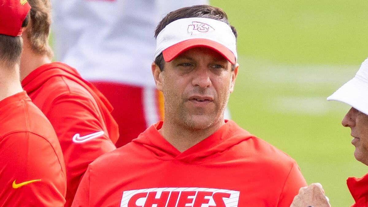 Kansas City Chiefs general manager Brett Veach is seen during practice at training camp on Wednesday, Aug. 14, 2024, in St. Joesph.