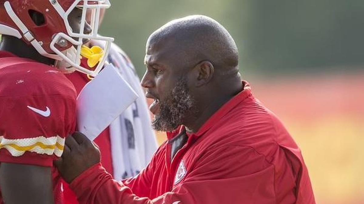 Chiefs offensive coordinator Eric Bieniemy, right, says he’s excited to be moving to a role in which he’ll have a hand in all aspects of that side of the ball.