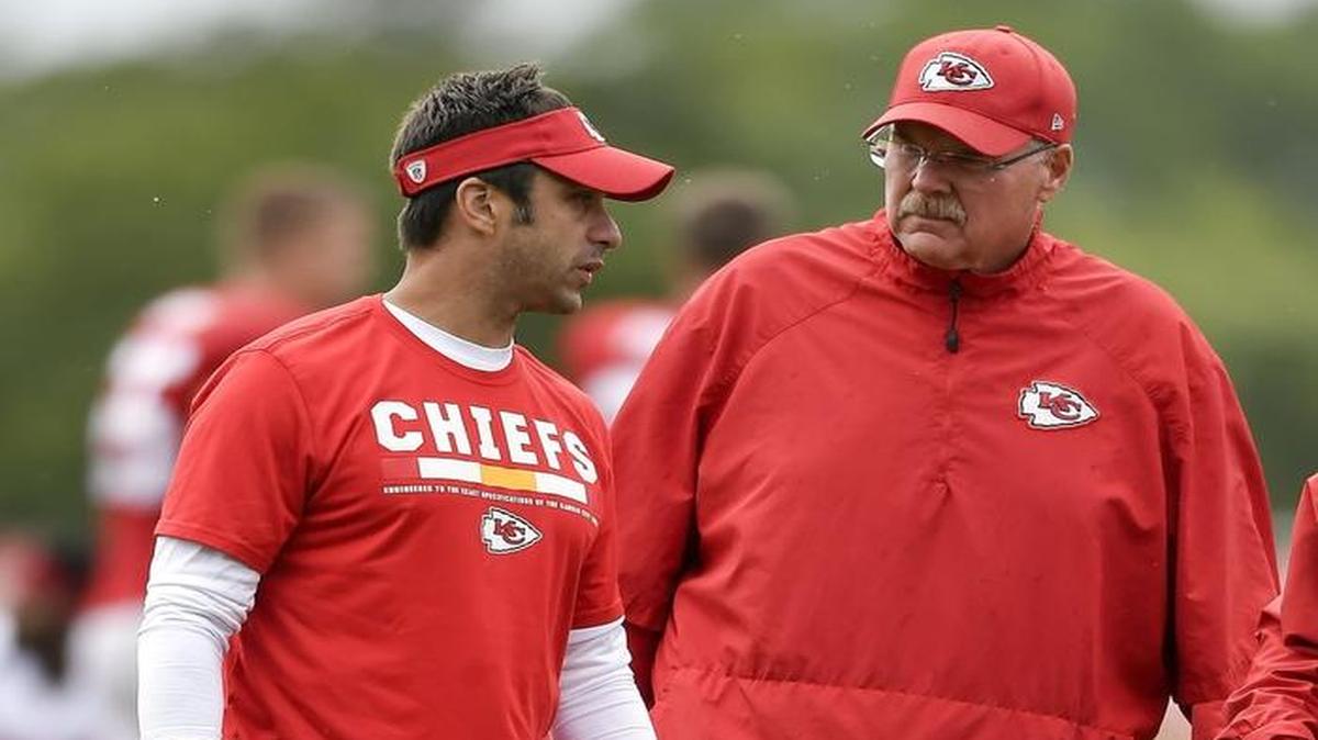 Chiefs GM Brett Veach, left, and coach Andy Reid showed that their alliance is championship caliber by winning a Super Bowl. With the confetti stored away again, they’re aiming for a repeat.