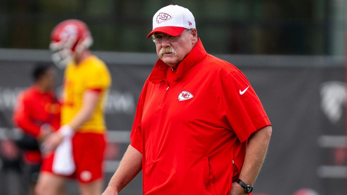 Kansas City Chiefs head coach Andy Reid, seen here at a recent practice, created a memorable fashion moment before the Chiefs-Chargers game Sunday.
