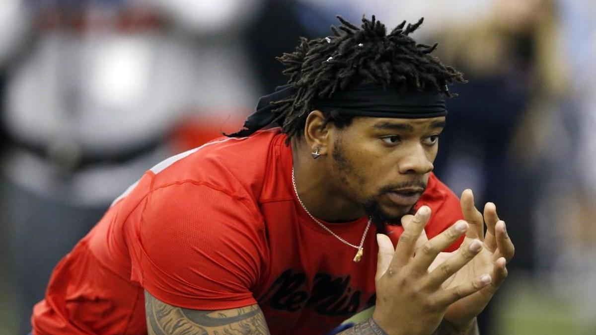Defensive tackle Robert Nkemdiche of Mississippi worked out at his Pro Day before the upcoming NFL Draft.