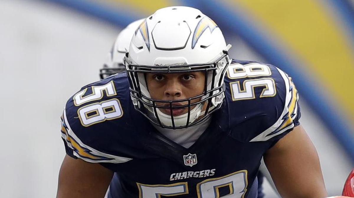 Linebacker Tourek Williams lined up against the Chiefs last season when he was with the Chargers. Now, he’ll be lining up with the Chiefs after signing with them Monday.