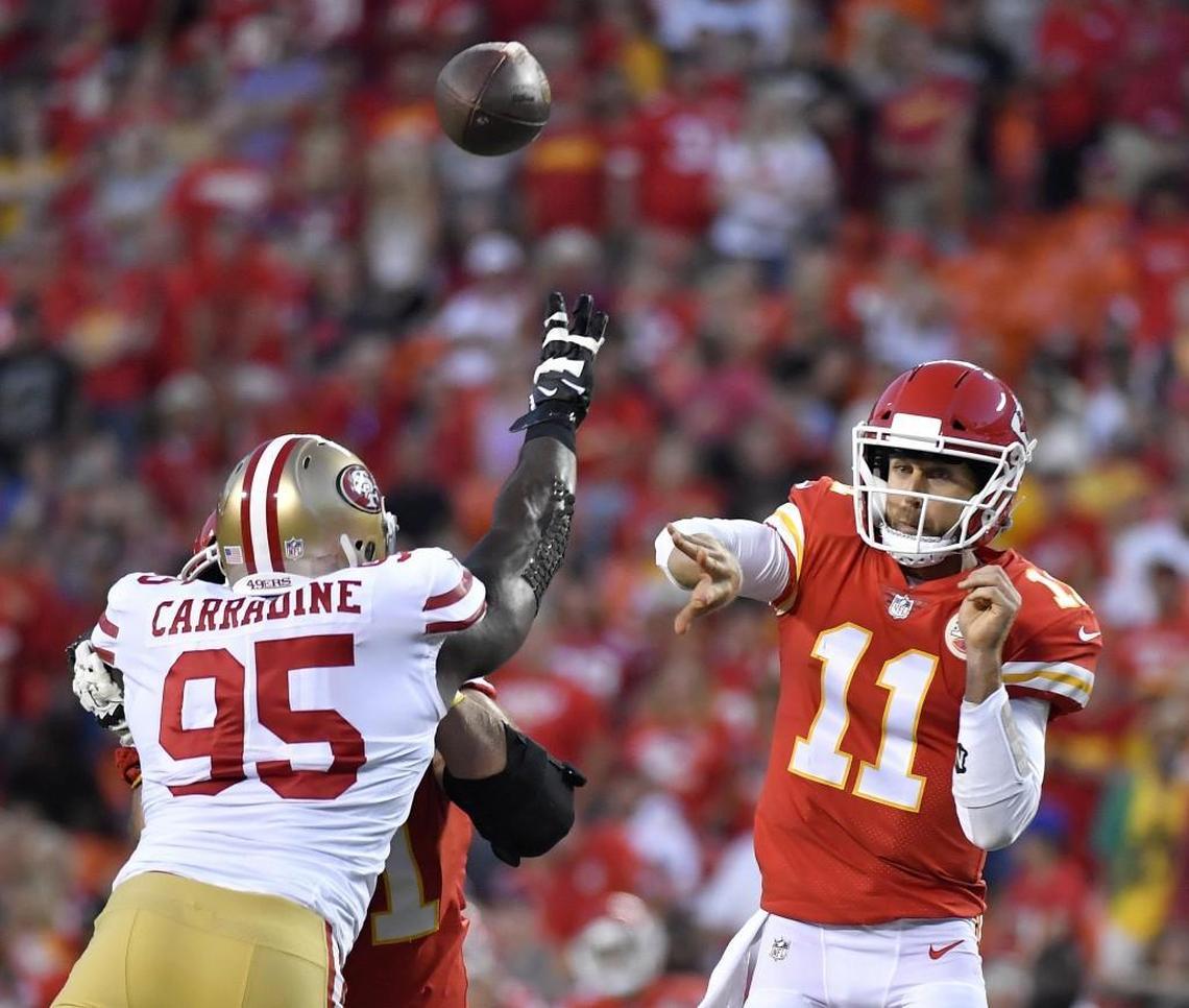 Incumbent veteran Alex Smith has the reins of the Chiefs’ offense this season, but he’ll feel pressure from rookie Patrick Mahomes.