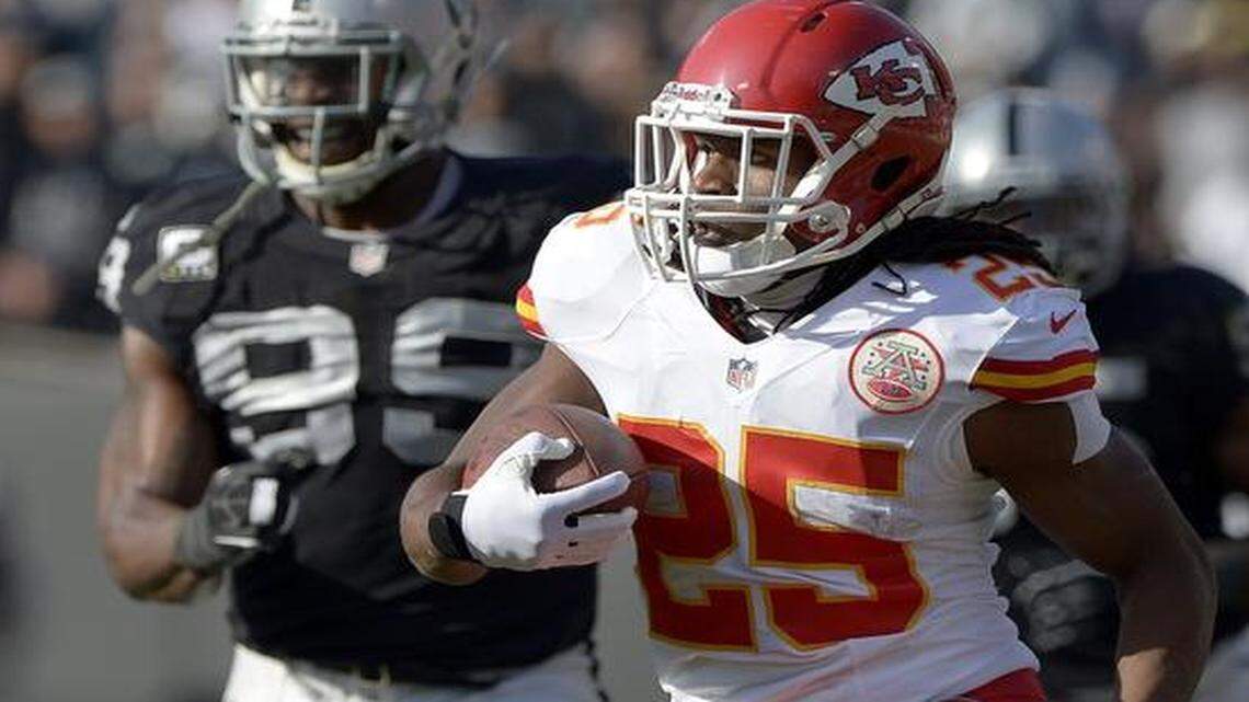 
Jamaal Charles rushed for 1,287 yards last season and 12 touchdowns. He also caught 70 passes for 693 yards and seven touchdowns.
