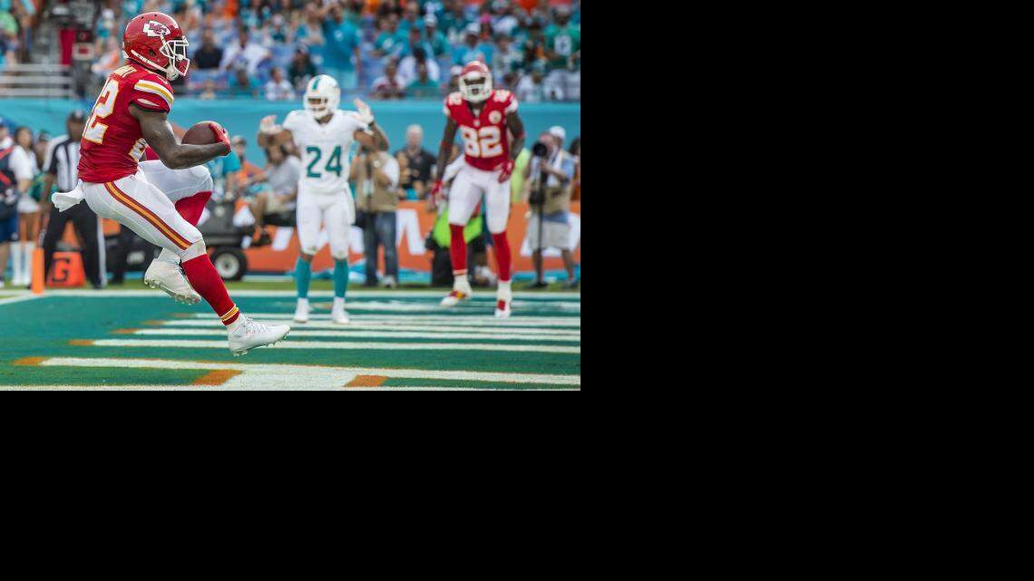 
Kansas City Chiefs running back Joe McKnight scored two touchdowns in a victory Sunday at Miami but tore his Achilles’ tendon in practice Thursday
