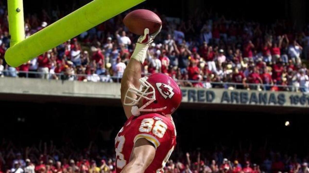 Chiefs tight end Tony Gonzalez was famous for his signature dunk over the goalpost after scoring a touchdown.