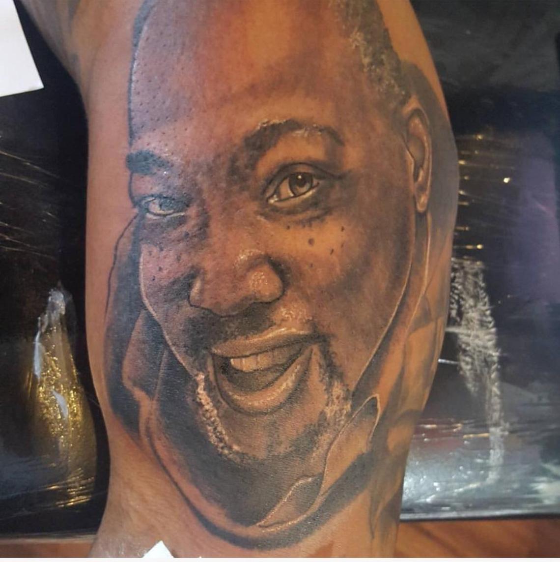 Justin March-Lillard got a tattoo of his father, Randy Lillard Sr., on the inside of his right bicep. He looks at it whenever he needs motivation.