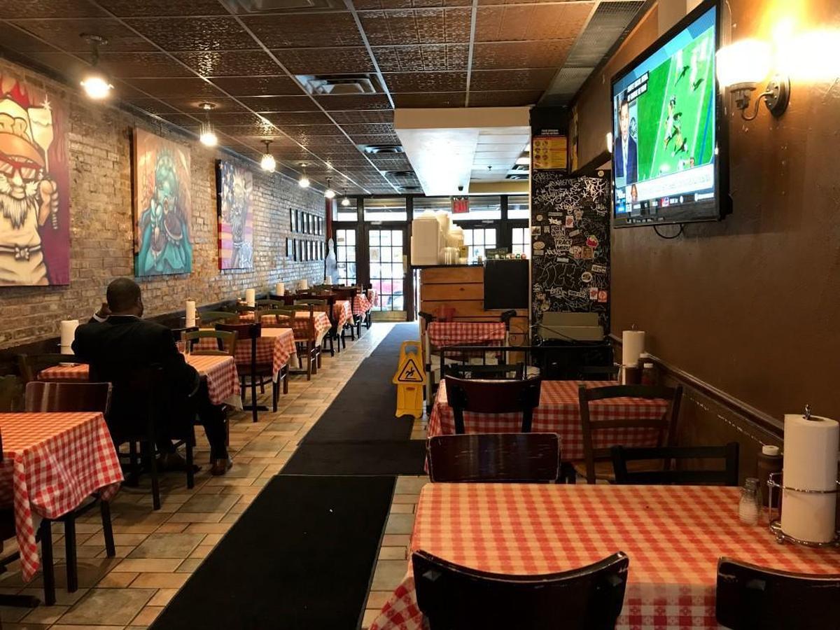 A view of John Brown Smokehouse to the street in Queens.