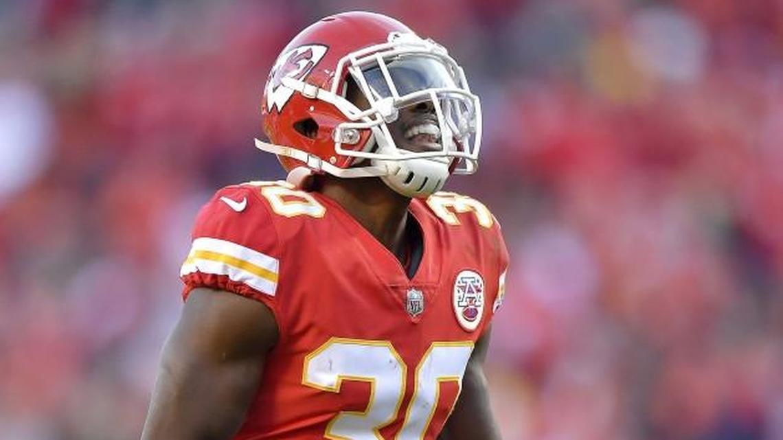 Kansas City Chiefs defensive back Steven Terrell celebrated his fourth-quarter interception on Sunday.